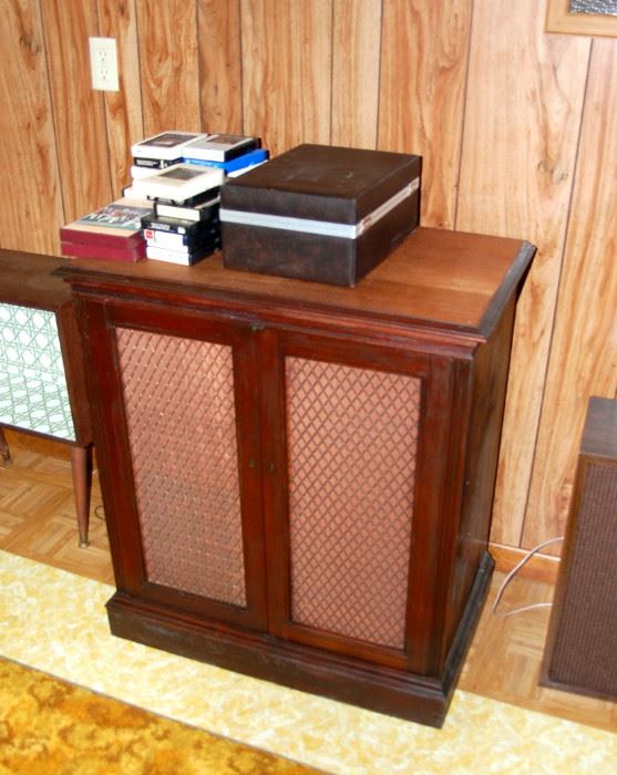 Old Radio Cabinet Turned Into Storage or Book Shel Cabinet