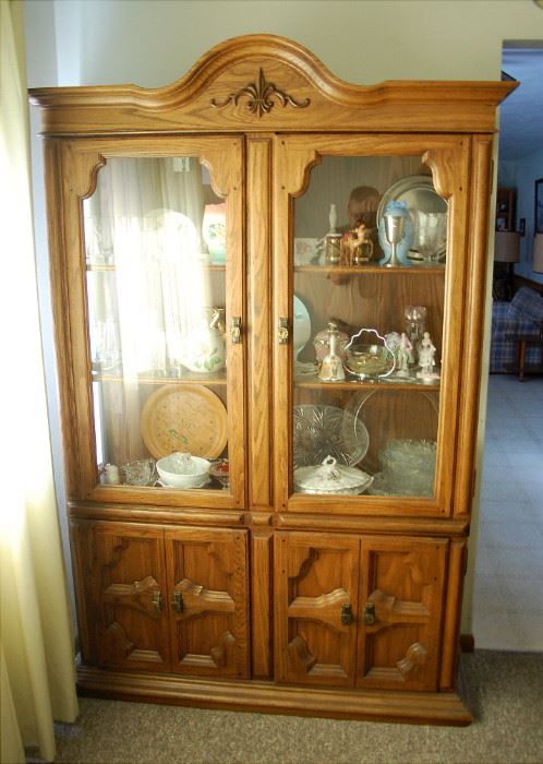 Pecan Wood Curio Cabinet or China Hutch