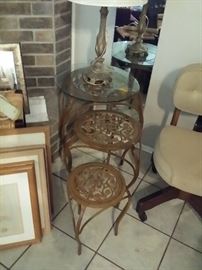 three tier table (detached), swivel chair table lamp
