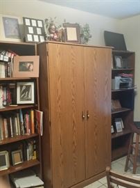 books and book cases, wooden storage cabinet for books or computer