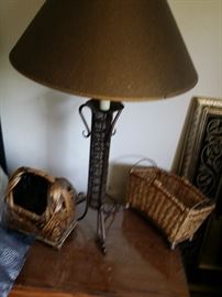 matching metal lamp(s) ,  straw baskets