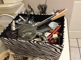 box of kitchen utensils