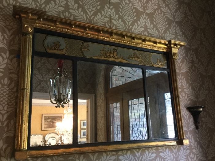 Federal mirror with reverse glass painting