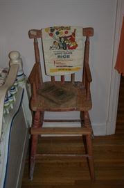 Vintage High Chair, Primer, Cloth Rice Bag