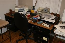 Metal Office Desk, Office Chair, 2 Printers