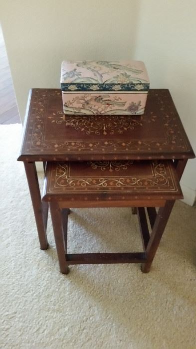 Part of set of 4 Inlaid tables