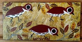 Bobtail Quail Under Bushes 16x8 Acrylic on Wood by John Cornbread Anderson