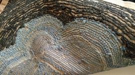 Antique Hook Rug Flower Basket