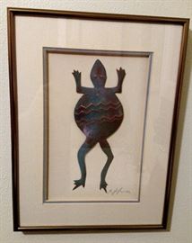 Copper Framed and Matted Frog