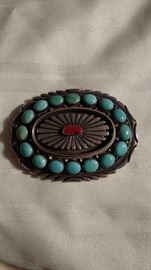 Turquoise and Sterling Belt Buckle