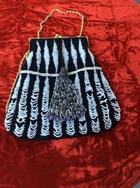Antique beaded bag with beaded tassle