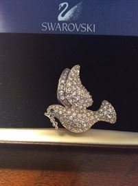 Swarovski crystal dove with olive branch
