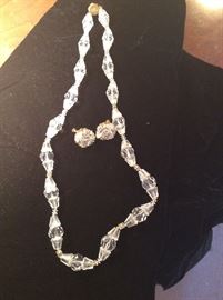 Vintage Miriam Haskell crystal beads and earrings