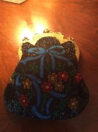 Antique beaded bag with posies