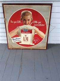 Cardboard L&M advertising   Very vintage   Water marks at bottom, otherwise great!