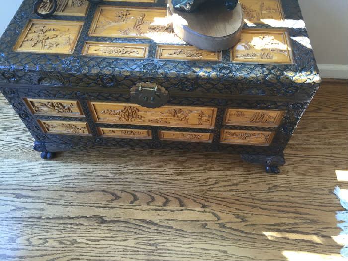 carved Asian trunk for sale