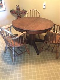 round dining table and chairs for sale - totem pole is not