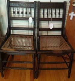 cane bottom straight chairs