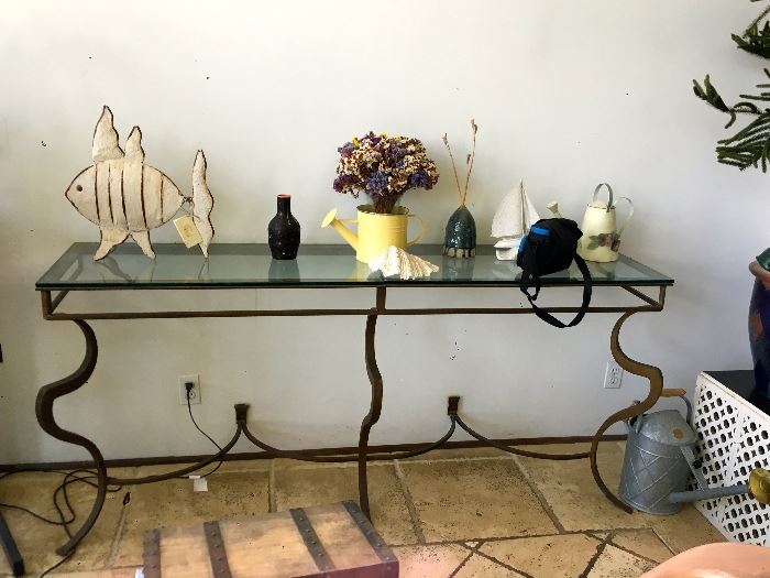 Iron & glass console table