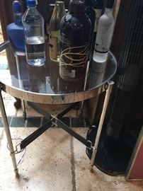 Pair glass end tables 