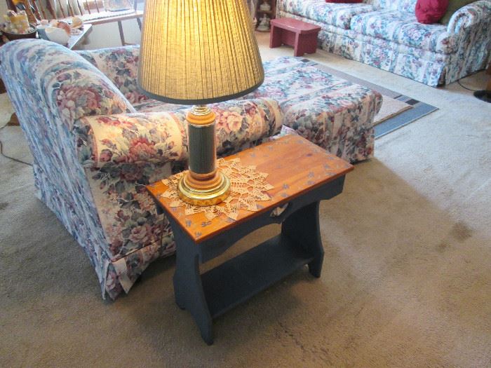 stenciled side table