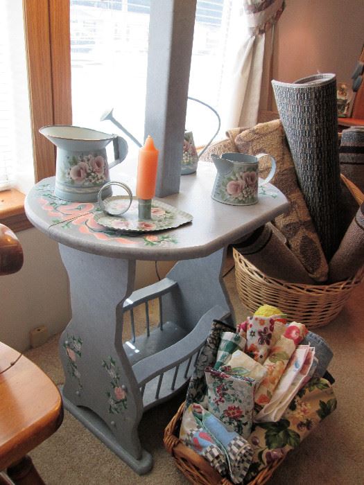 lamp table with magazine rack stenciled