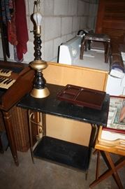 Vintage table with lamp attached