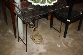 Vintage metal and glass table