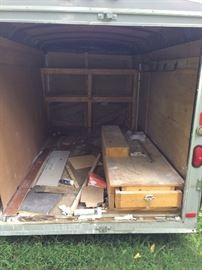 Inside enclosed trailer