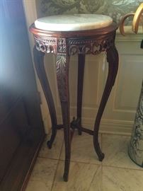 Marble top intrically carved plant stand