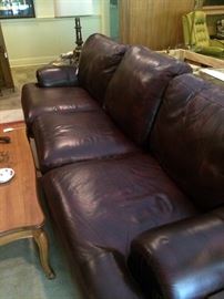 Very long leather sofa