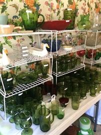 Huge selection of green glassware