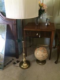 Table lamp; one of two globes