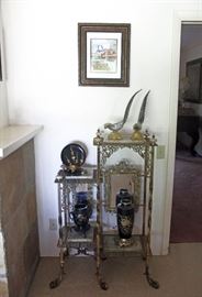 Murano birds, brass and marble stand