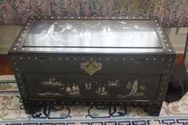 Large Asian inlaid chest