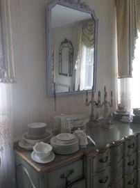 more pretty china and shabby mirror