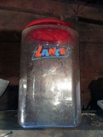 Vintage Lance Cracker Jar Canister Store Counter Display Tall With Red Metal Lid