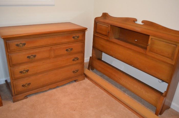 Unique Furniture Makers of Winston Salem Matching Chest of Drawers and Headboard