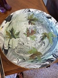Hand Styled Large Pottery Plate with maker's mark
