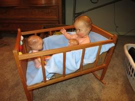 Vintage Wooden Rocking Crib, Dolls