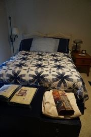 Queen Bed with Vintage hand stitched quilt (one of many different quilts with different patterns at this sale)