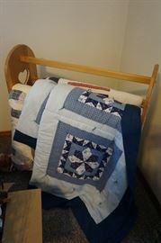 Hand Sewn Quilts (three of many) on Quilt Rack