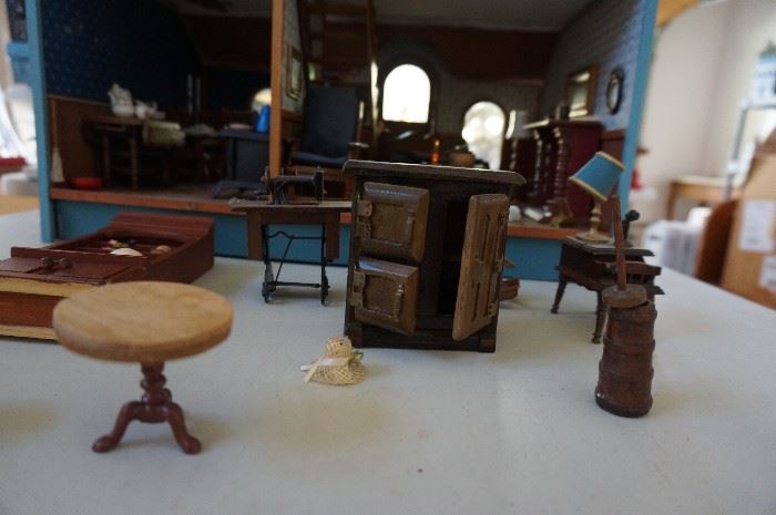 Miniature Doll House with furniture and furnishings