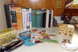 Vintage cookbooks, recipe boxes