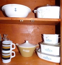 Fire King mugs, Corning ware