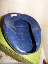 Antique Blue speckled enamel bed pan