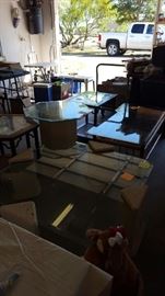 Glass top tables, coffee, end and corner