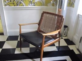 Mid-Century Rattan Backed Chair