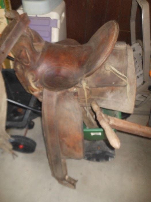Old saddle/marked  Prewitts Hardware"