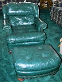 Leather Easy Chair & Ottoman